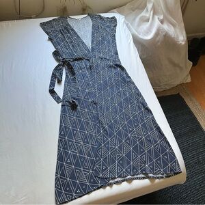 Ali Golden | Dresses | Ali Golden Blue Geo Print Rayon Sleeveless Midi Wrap  Dress | Poshmark